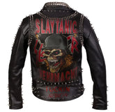 Spiked Leather Jacket Custom Made with Iconic Band Patches And Pin Button Badges